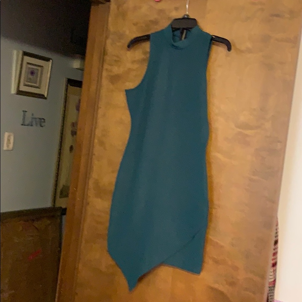 Sparkly emerald green dress.